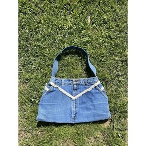 Vintage 1990s Homemade Upcycled Denim Purse Y2K